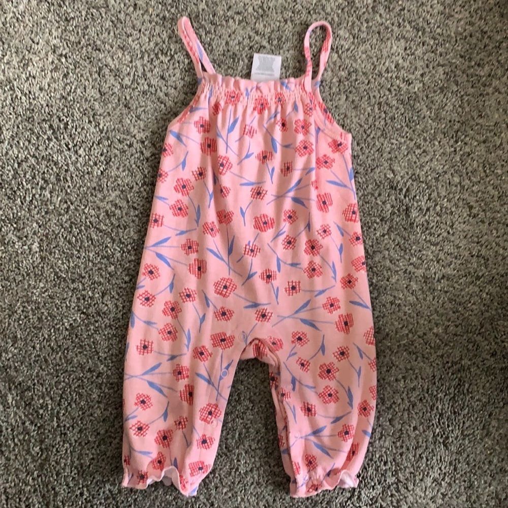 Laura Ashley Baby Pink Flower Sleeveless Romper